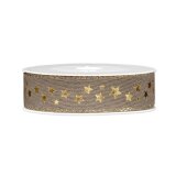 Geschenkband "Shining Stars" taupe-gold, 25 mm...