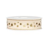 Geschenkband "Shining Stars" creme-gold, 25 mm...